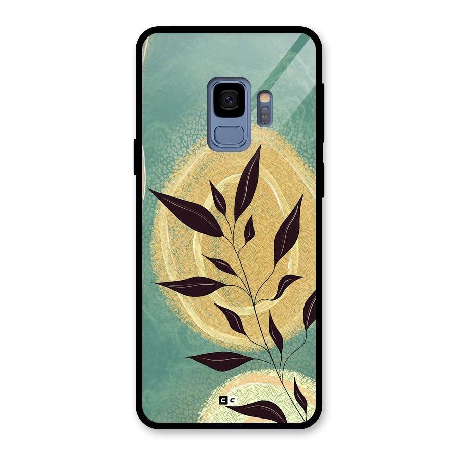 Vintage Leaf Art Glass Back Case for Galaxy S9