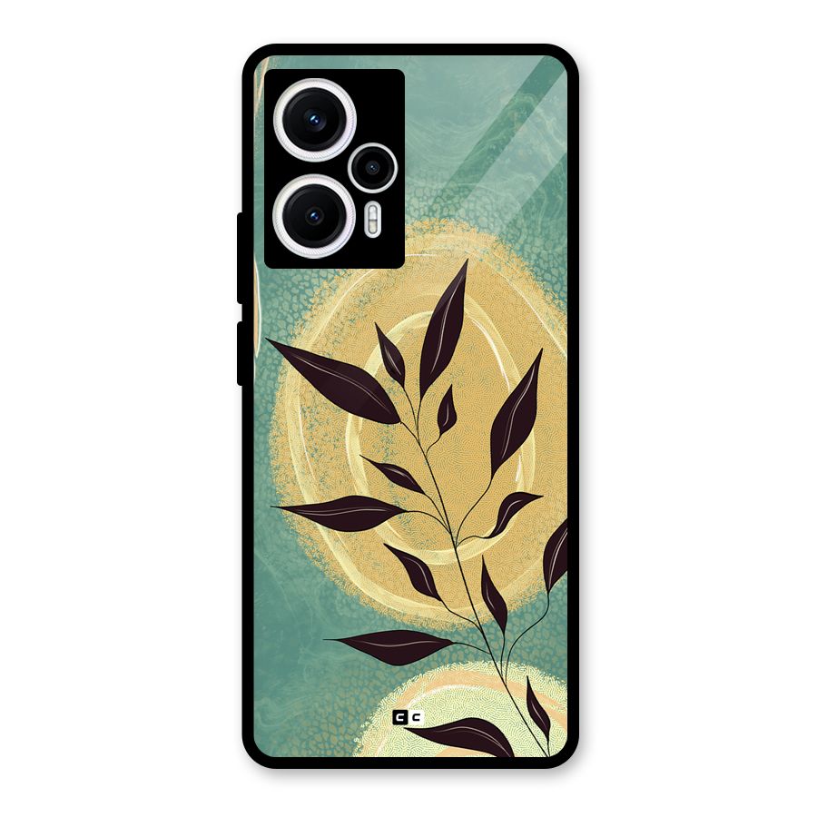 Vintage Leaf Art Glass Back Case for Poco F5