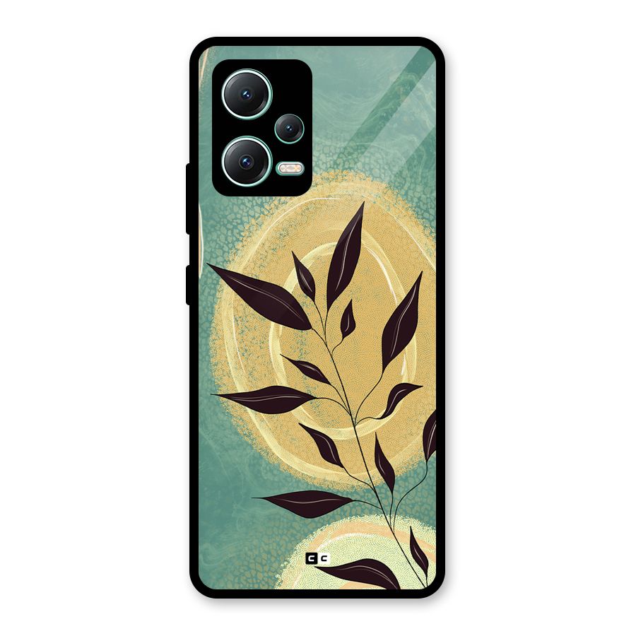 Vintage Leaf Art Glass Back Case for Redmi Note 12 5G