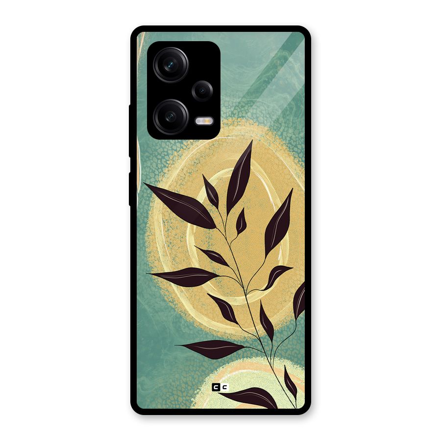 Vintage Leaf Art Glass Back Case for Redmi Note 12 Pro