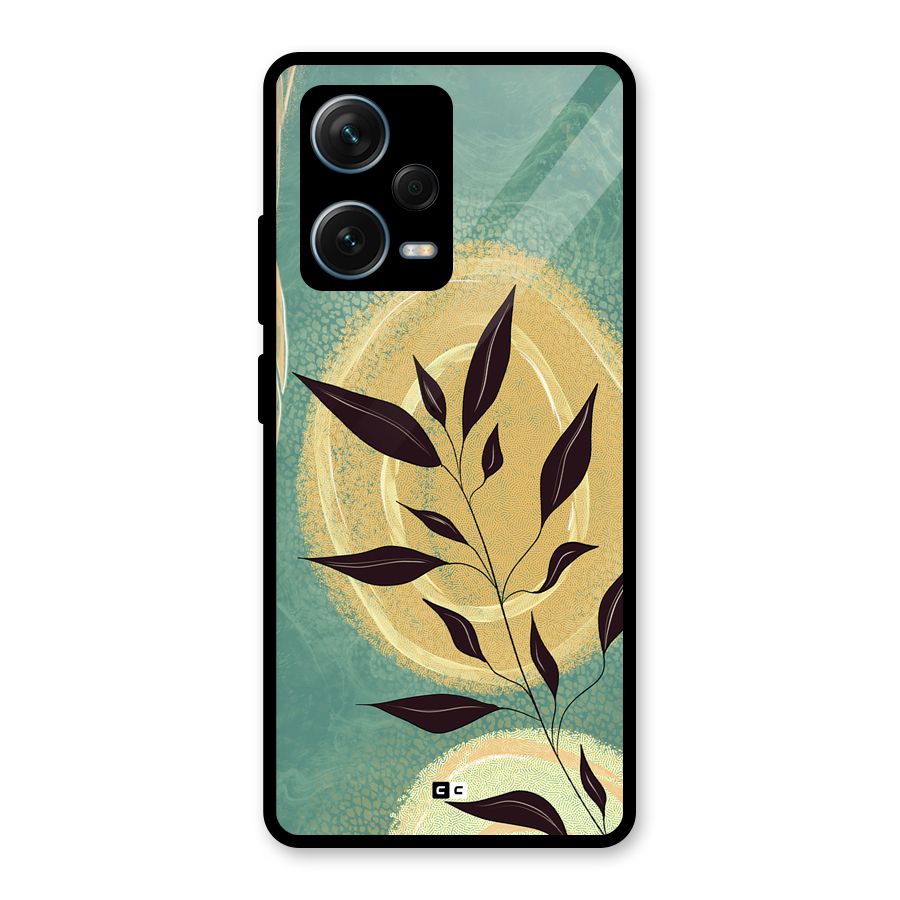 Vintage Leaf Art Glass Back Case for Redmi Note 12 Pro Plus 5G