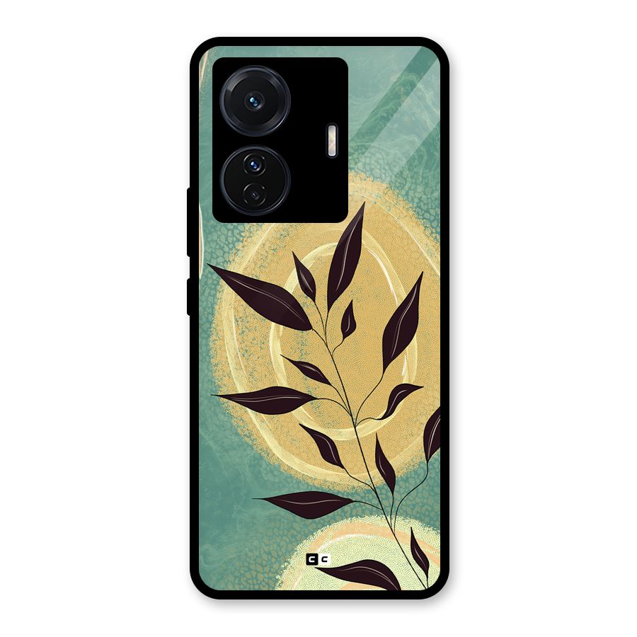 Vintage Leaf Art Glass Back Case for Vivo T1 Pro