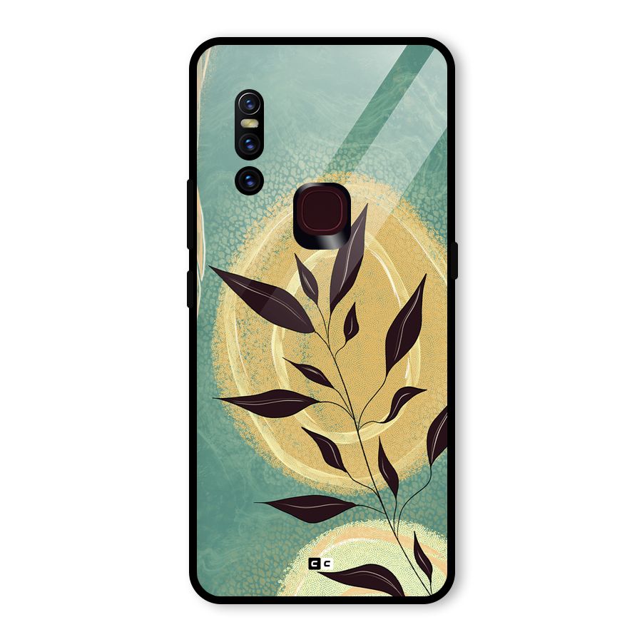 Vintage Leaf Art Glass Back Case for Vivo V15