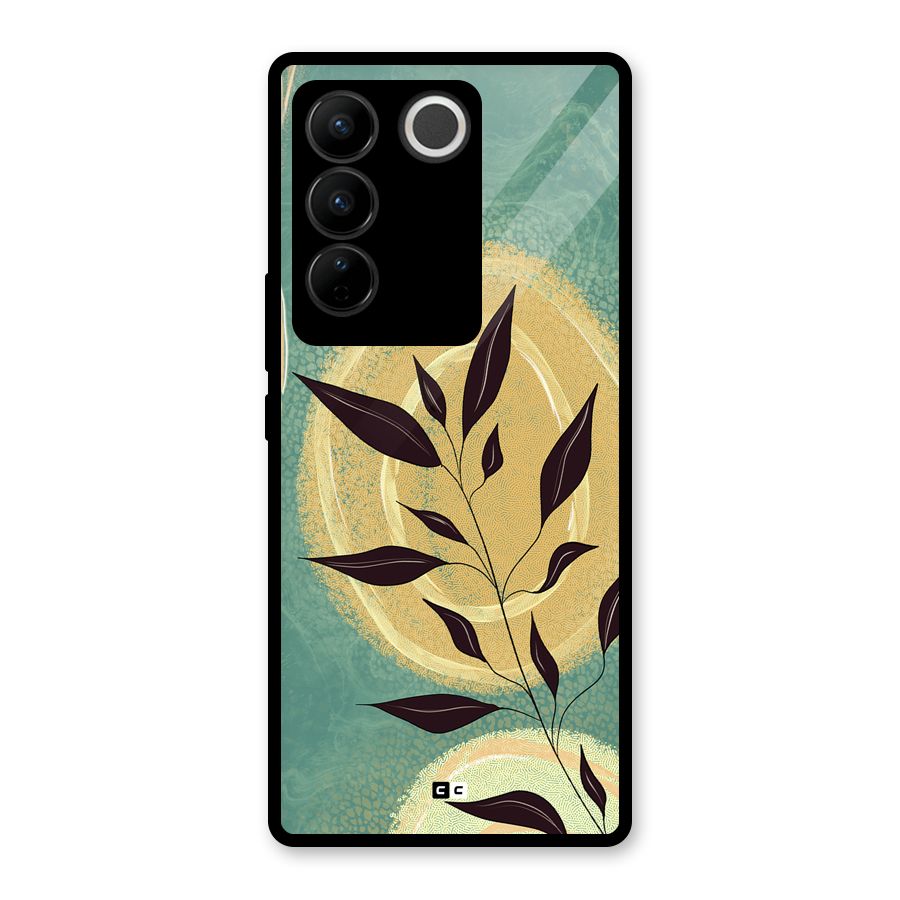 Vintage Leaf Art Glass Back Case for Vivo V27 Pro