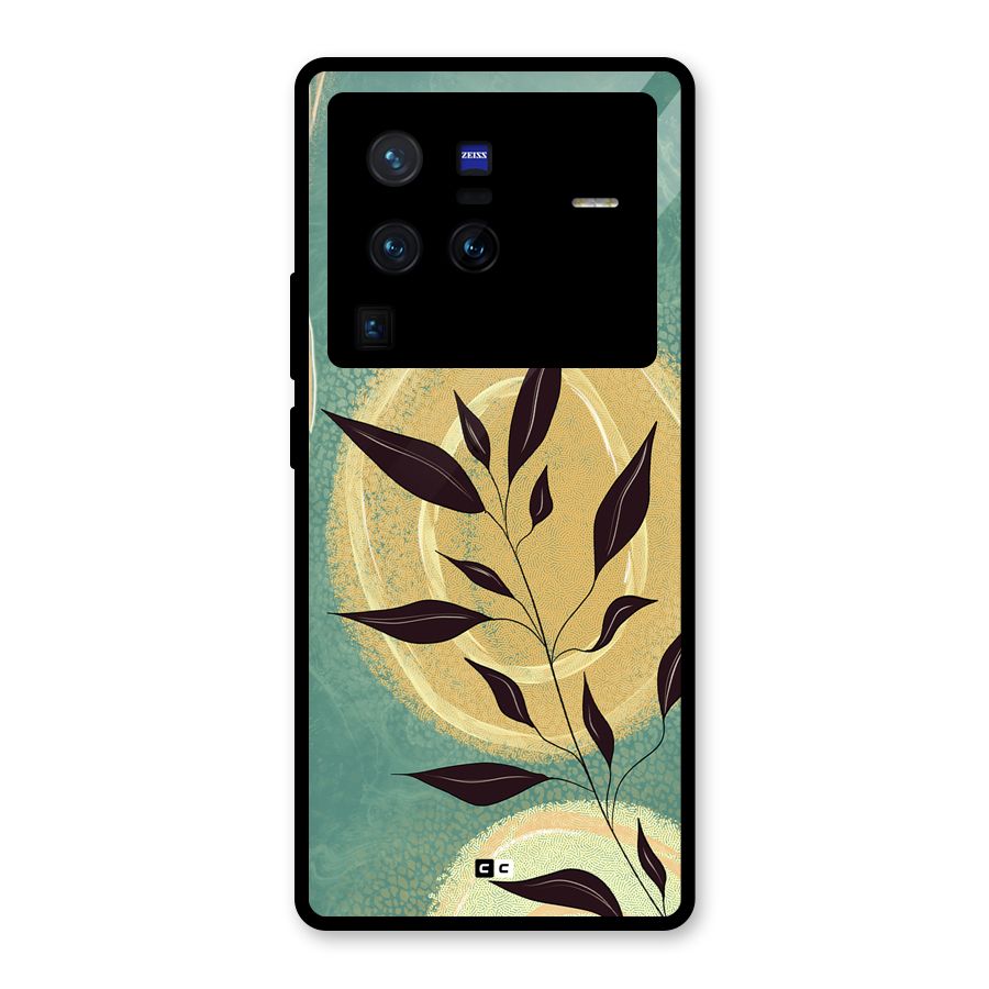 Vintage Leaf Art Glass Back Case for Vivo X80 Pro