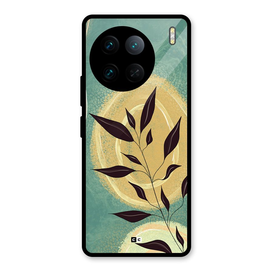 Vintage Leaf Art Glass Back Case for Vivo X90 Pro