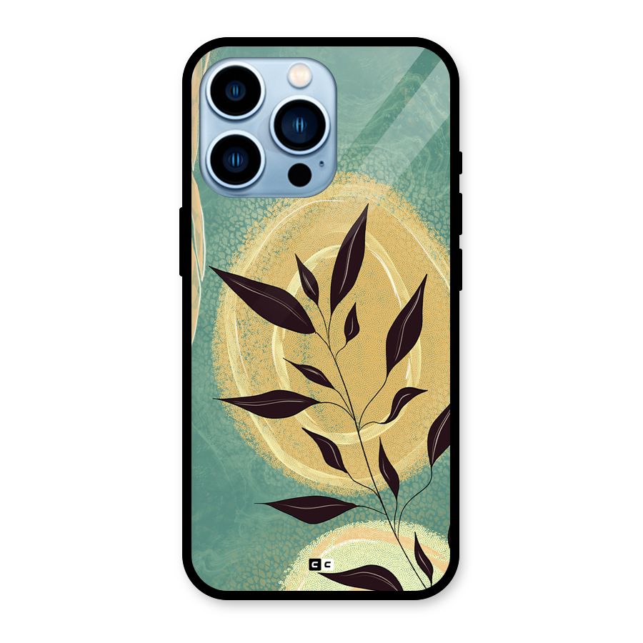 Vintage Leaf Art Glass Back Case for iPhone 13 Pro