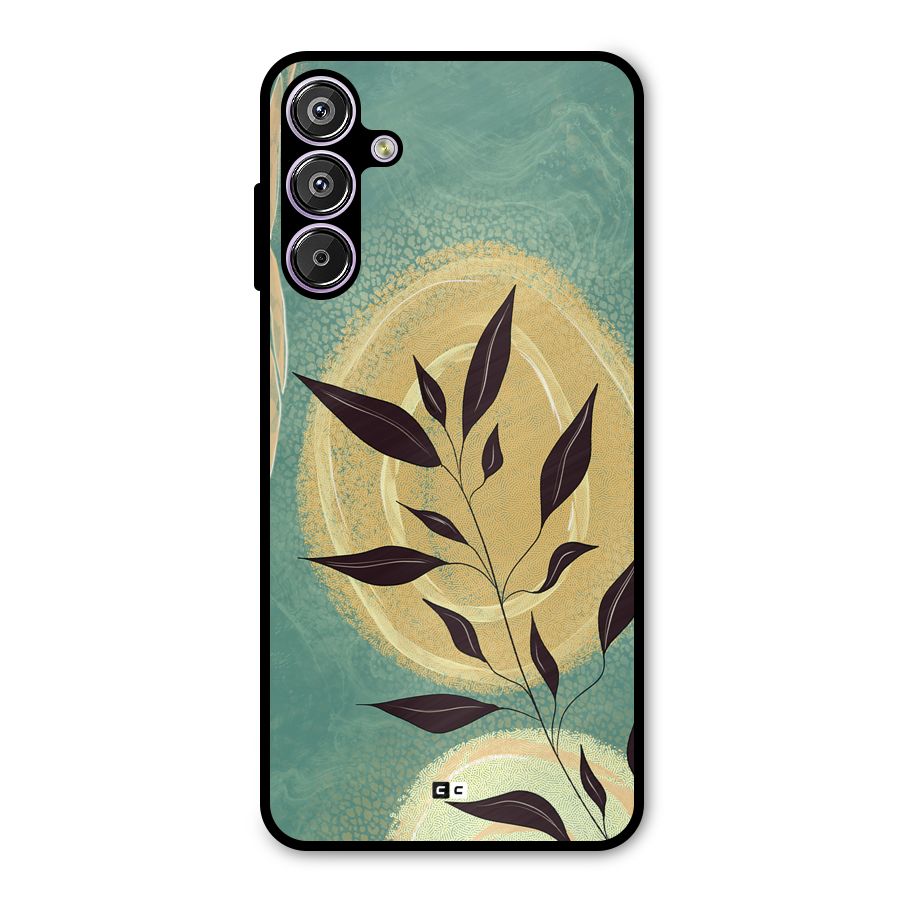 Vintage Leaf Art Metal Back Case for Galaxy M15