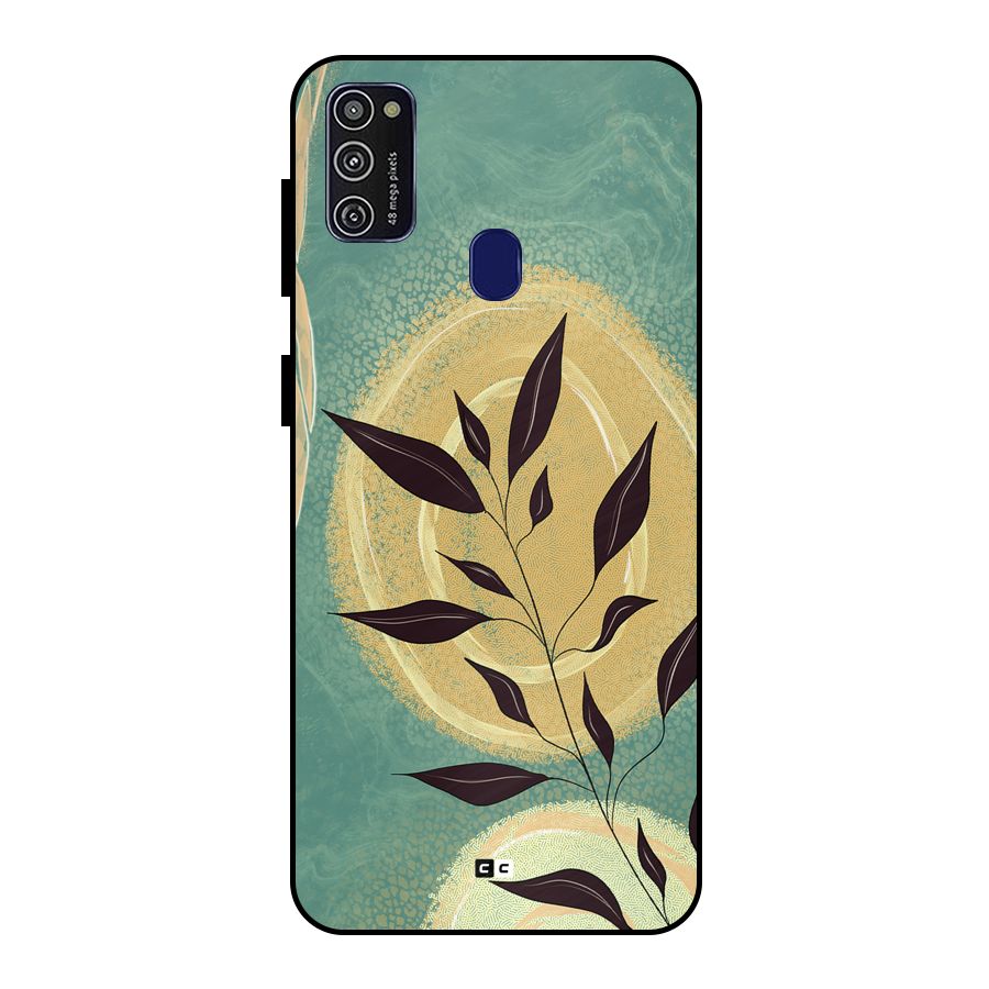 Vintage Leaf Art Metal Back Case for Galaxy M21