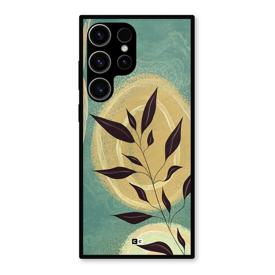 Vintage Leaf Art Metal Back Case for Galaxy S23 Ultra