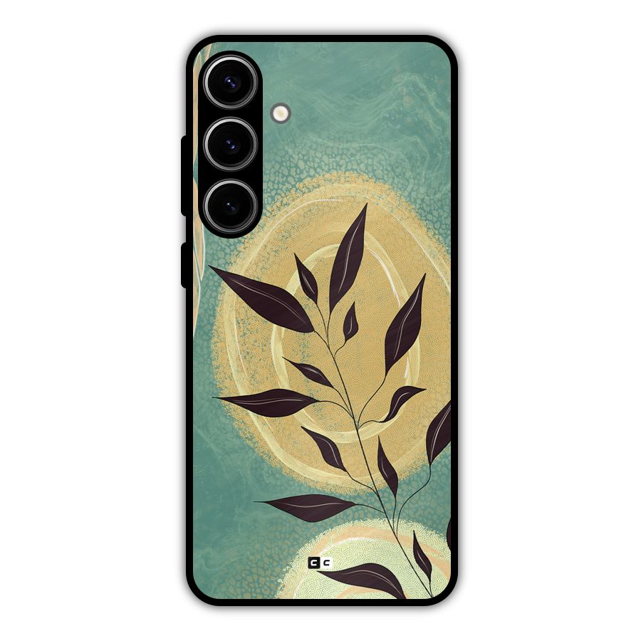 Vintage Leaf Art Metal Back Case for Galaxy S24 Plus