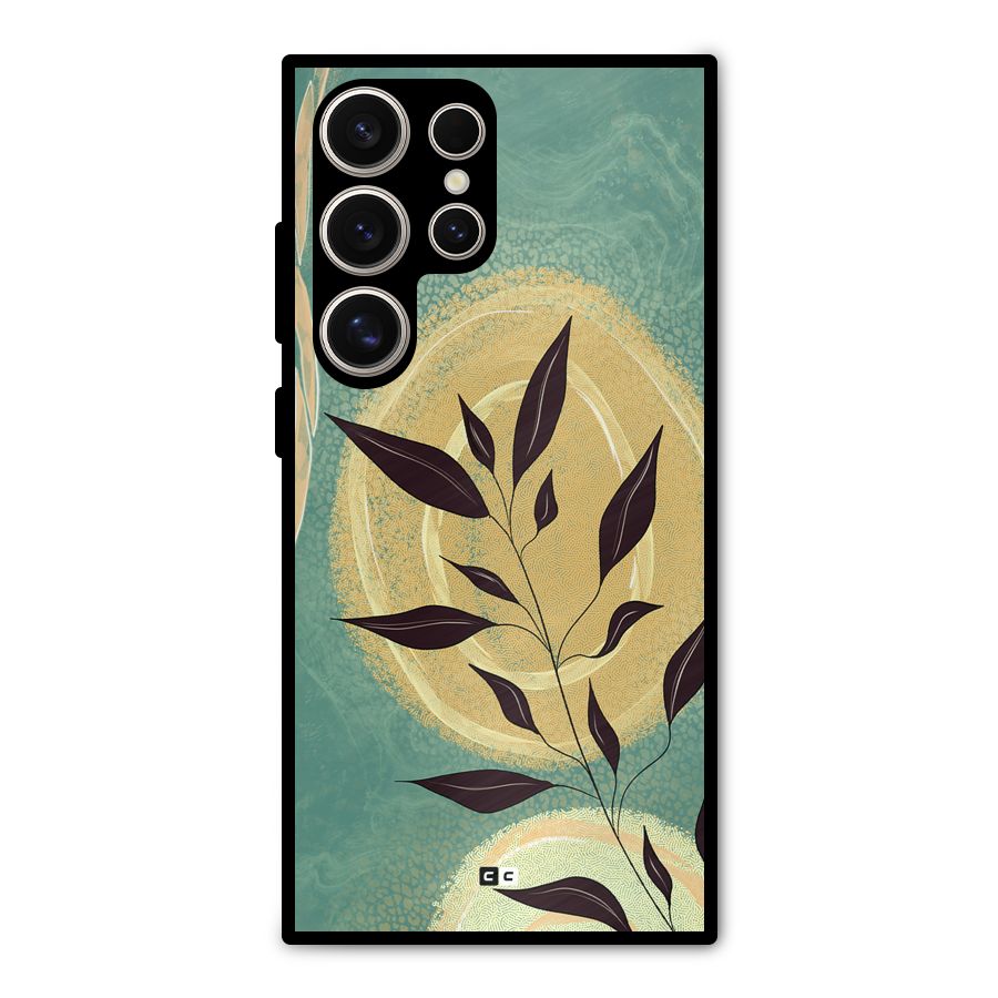 Vintage Leaf Art Metal Back Case for Galaxy S24 Ultra