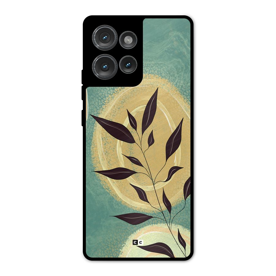 Vintage Leaf Art Metal Back Case for Motorola Edge 50