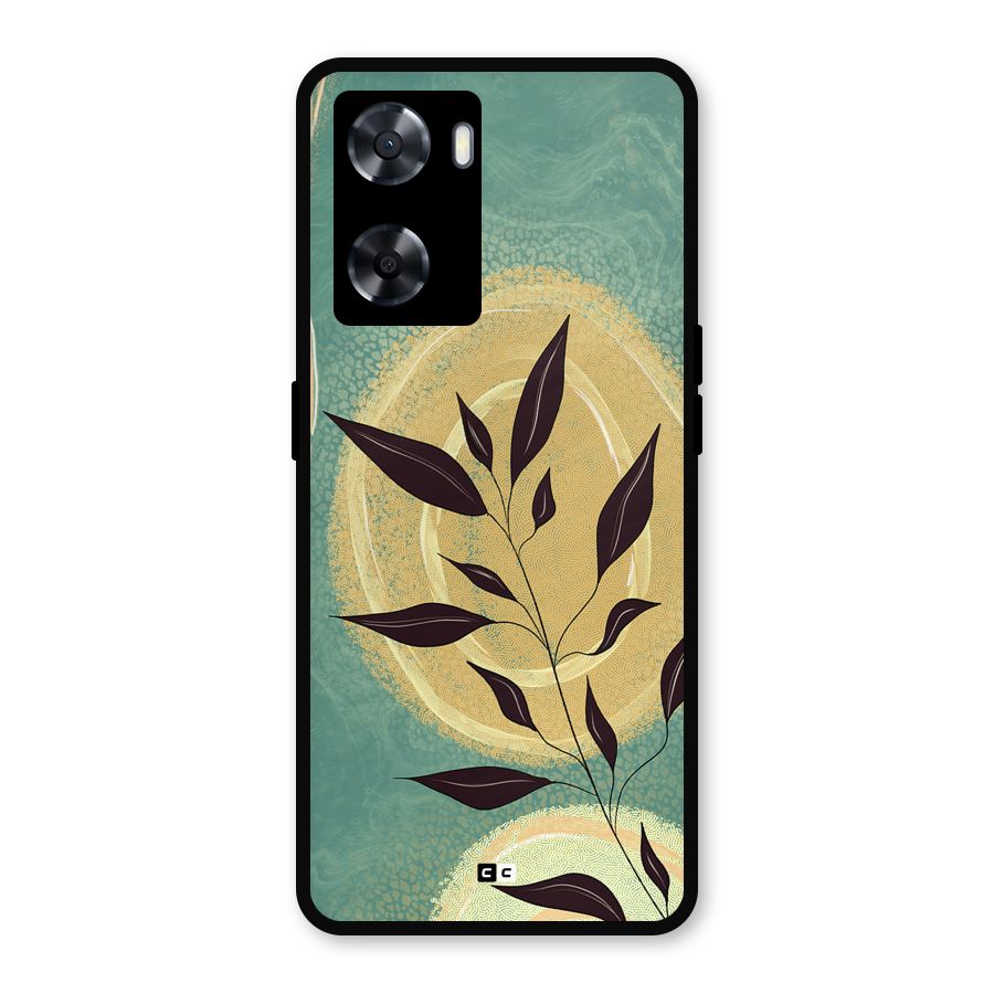 Vintage Leaf Art Metal Back Case for Oppo A77s