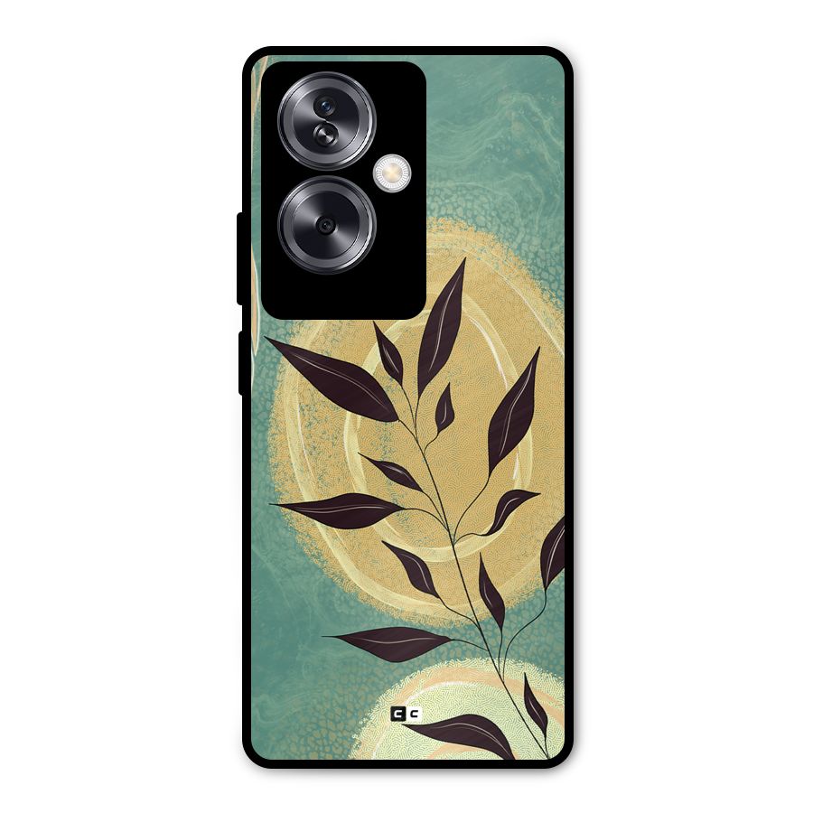 Vintage Leaf Art Metal Back Case for Oppo A79 5G
