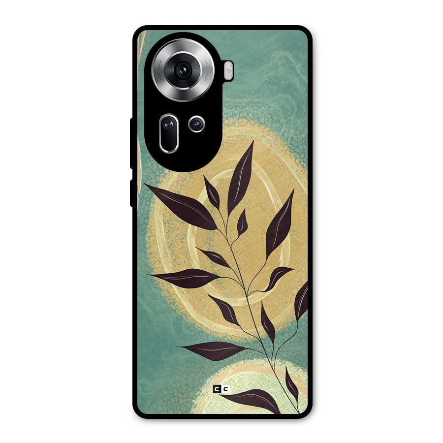 Vintage Leaf Art Metal Back Case for Oppo Reno11 5G