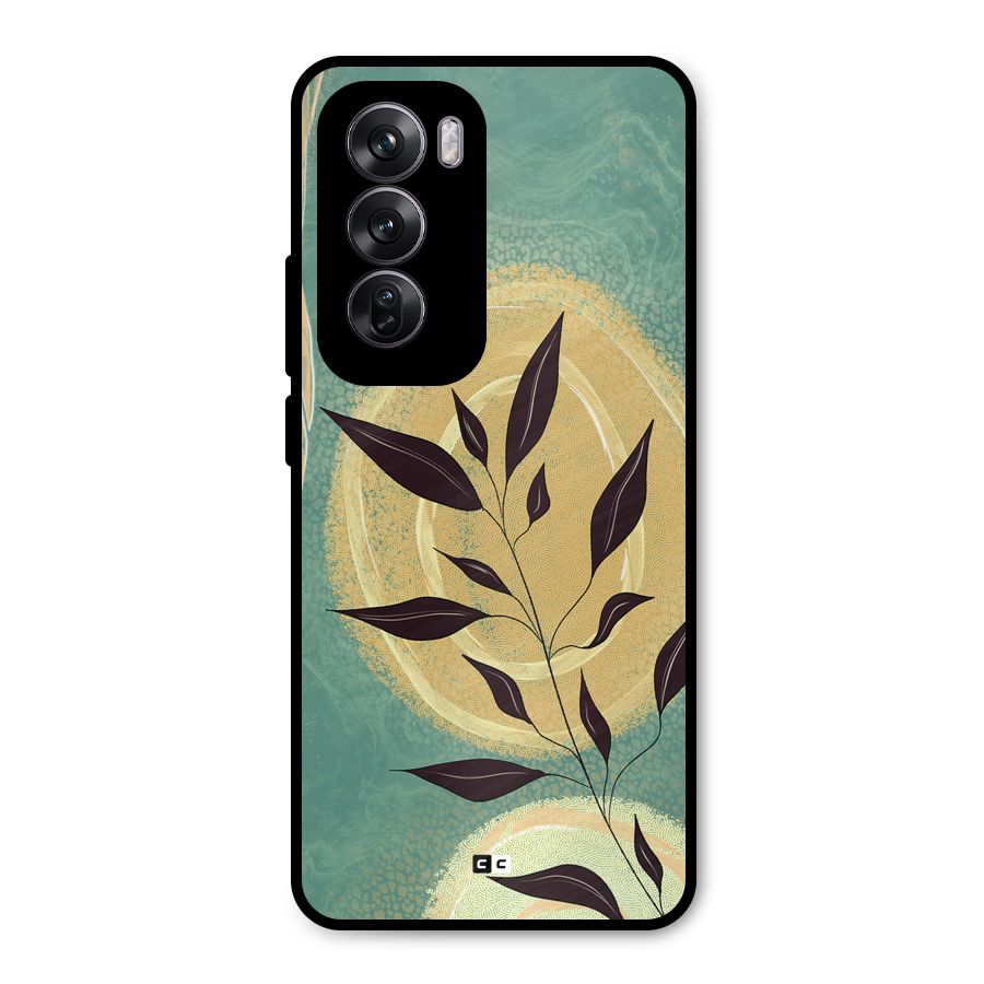 Vintage Leaf Art Metal Back Case for Oppo Reno12 Pro