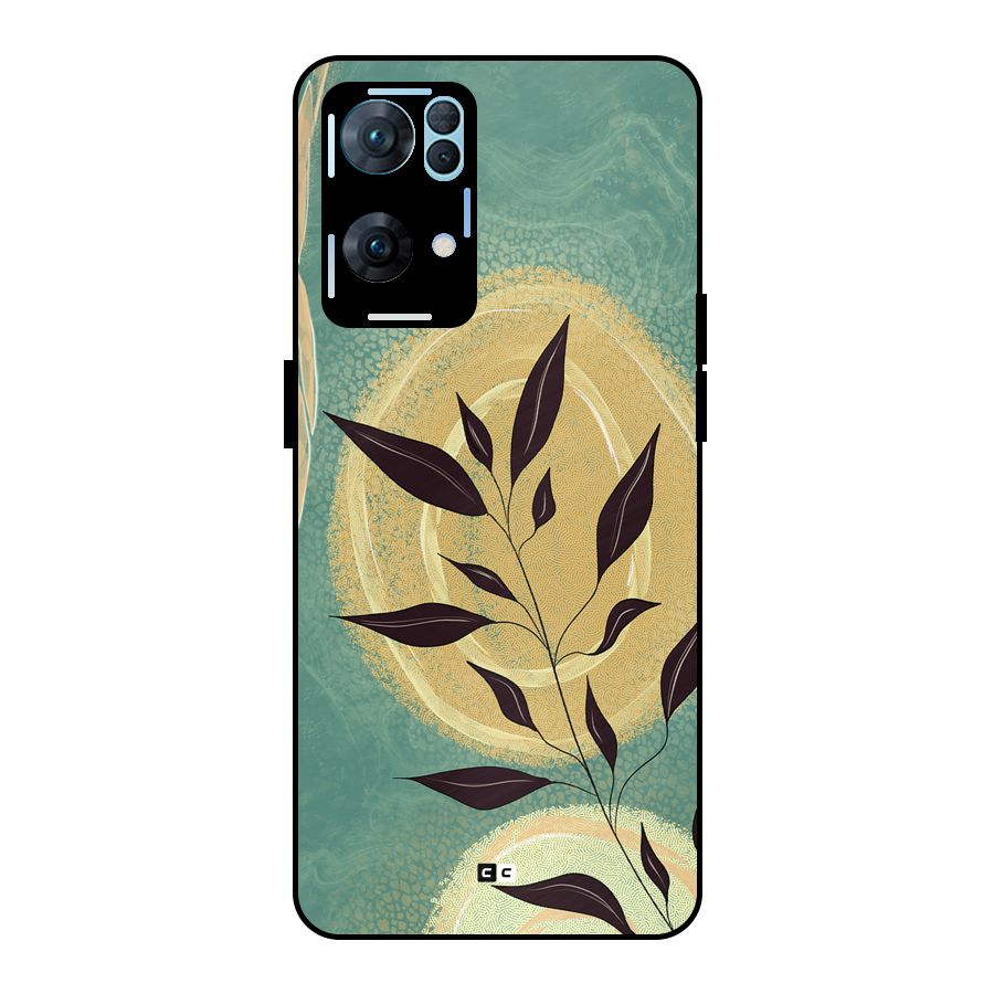 Vintage Leaf Art Metal Back Case for Oppo Reno7 Pro 5G
