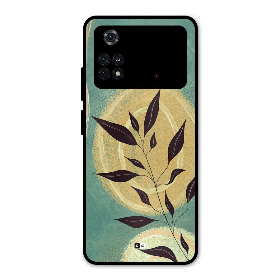 Vintage Leaf Art Metal Back Case for Poco M4 Pro 4G