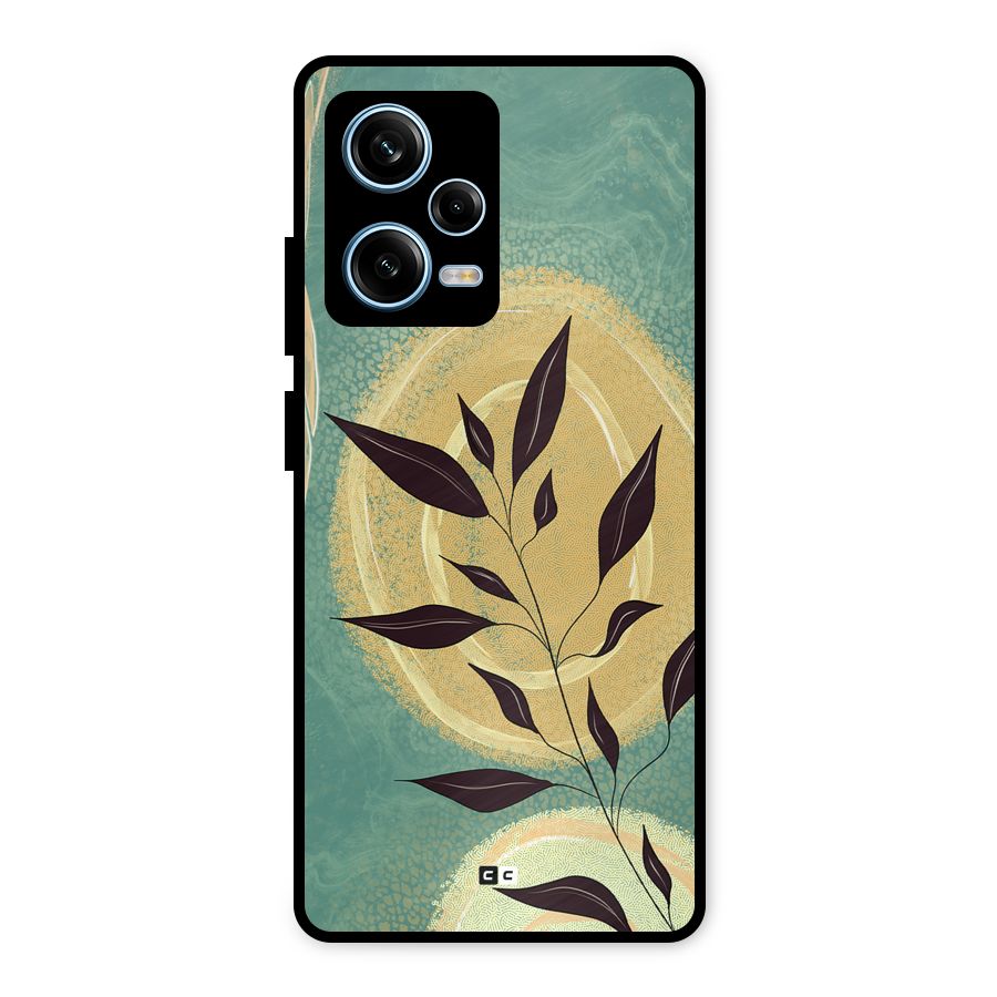 Vintage Leaf Art Metal Back Case for Redmi Note 12 Pro