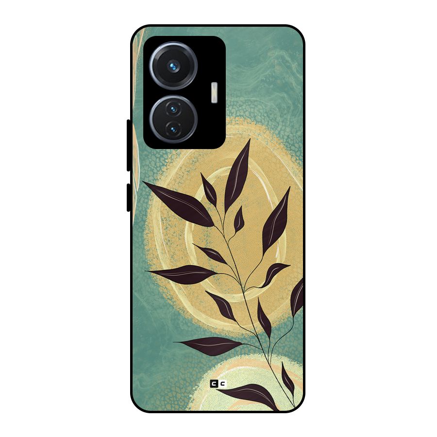 Vintage Leaf Art Metal Back Case for Vivo T1 44W
