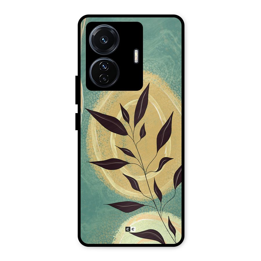 Vintage Leaf Art Metal Back Case for Vivo T1 Pro