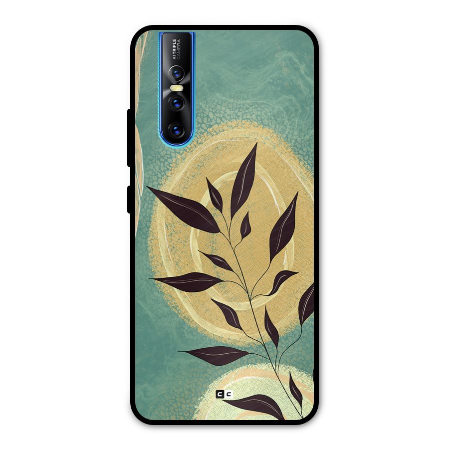 Vintage Leaf Art Metal Back Case for Vivo V15 Pro