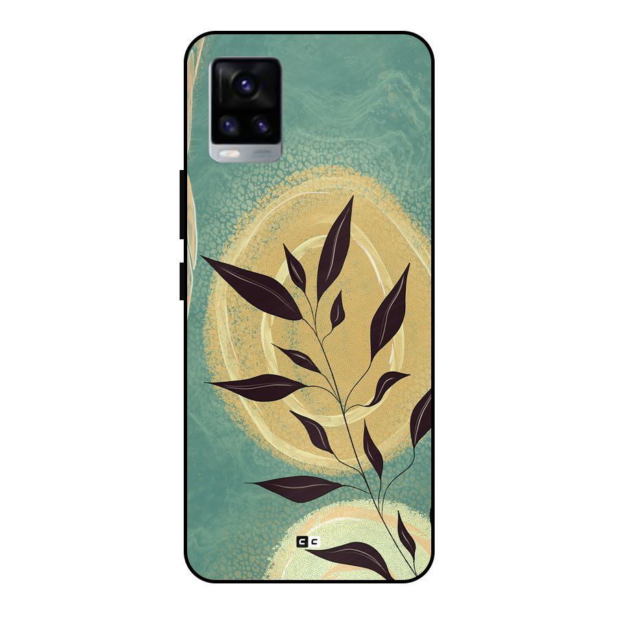Vintage Leaf Art Metal Back Case for Vivo V20 2021