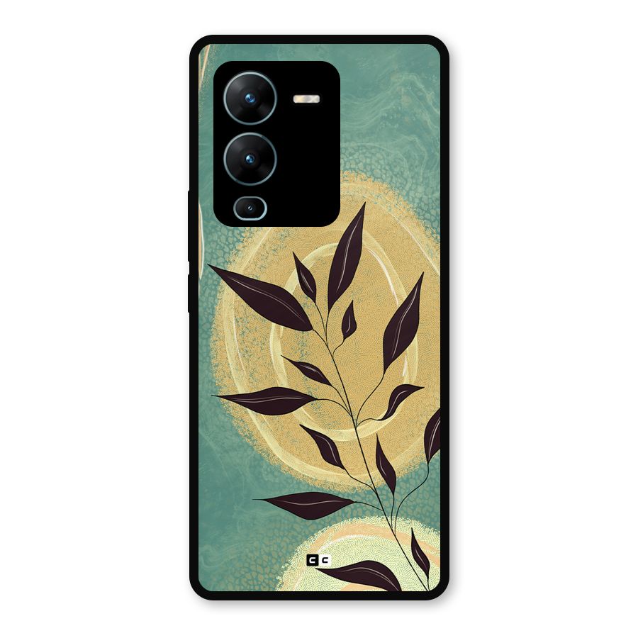 Vintage Leaf Art Metal Back Case for Vivo V25 Pro