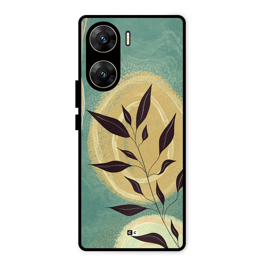 Vintage Leaf Art Metal Back Case for Vivo V29e