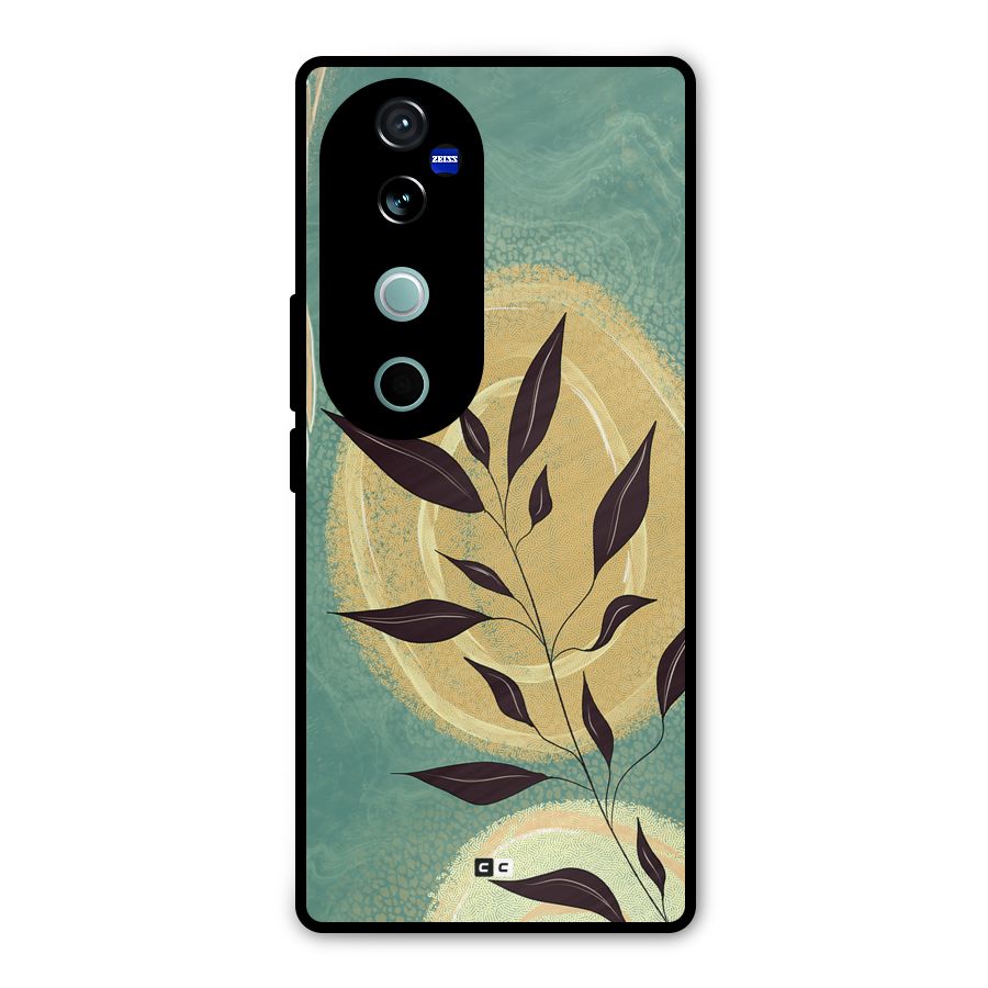 Vintage Leaf Art Metal Back Case for Vivo V40