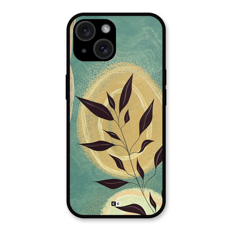 Vintage Leaf Art Metal Back Case for iPhone 15