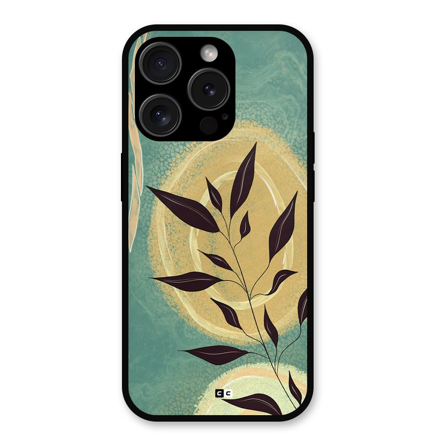 Vintage Leaf Art Metal Back Case for iPhone 15 Pro