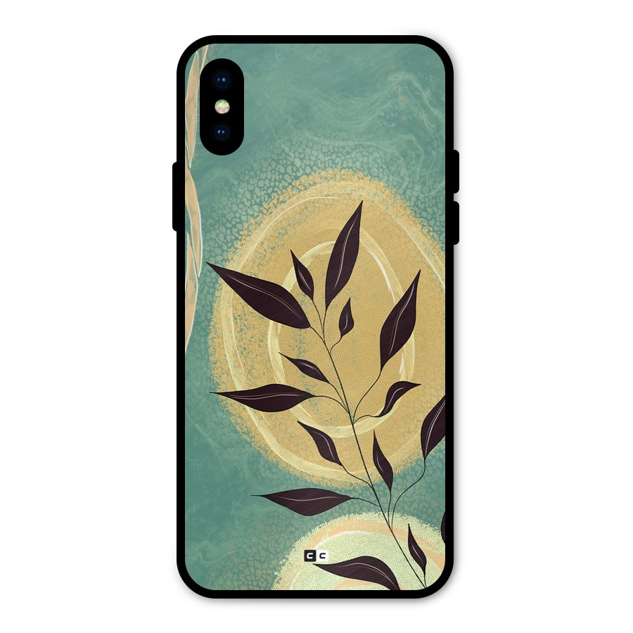 Vintage Leaf Art Metal Back Case for iPhone XS
