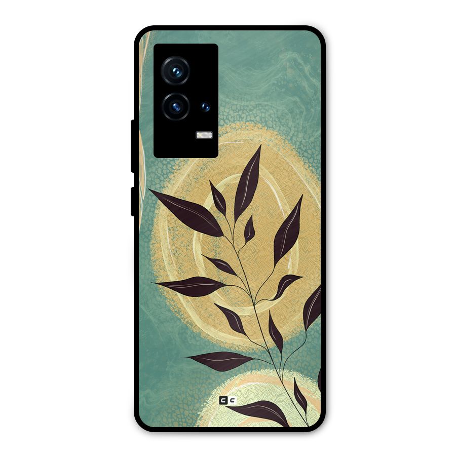 Vintage Leaf Art Metal Back Case for iQOO 9 5G