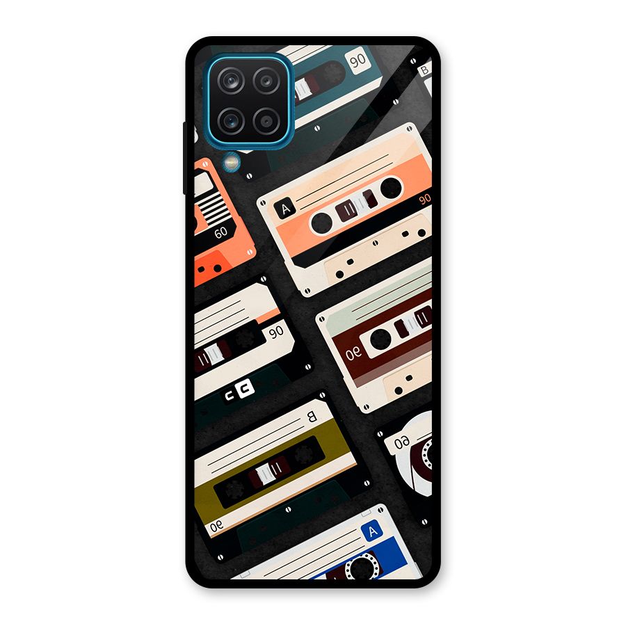 Vintage Retro Cassettes Glass Back Case for Galaxy A12