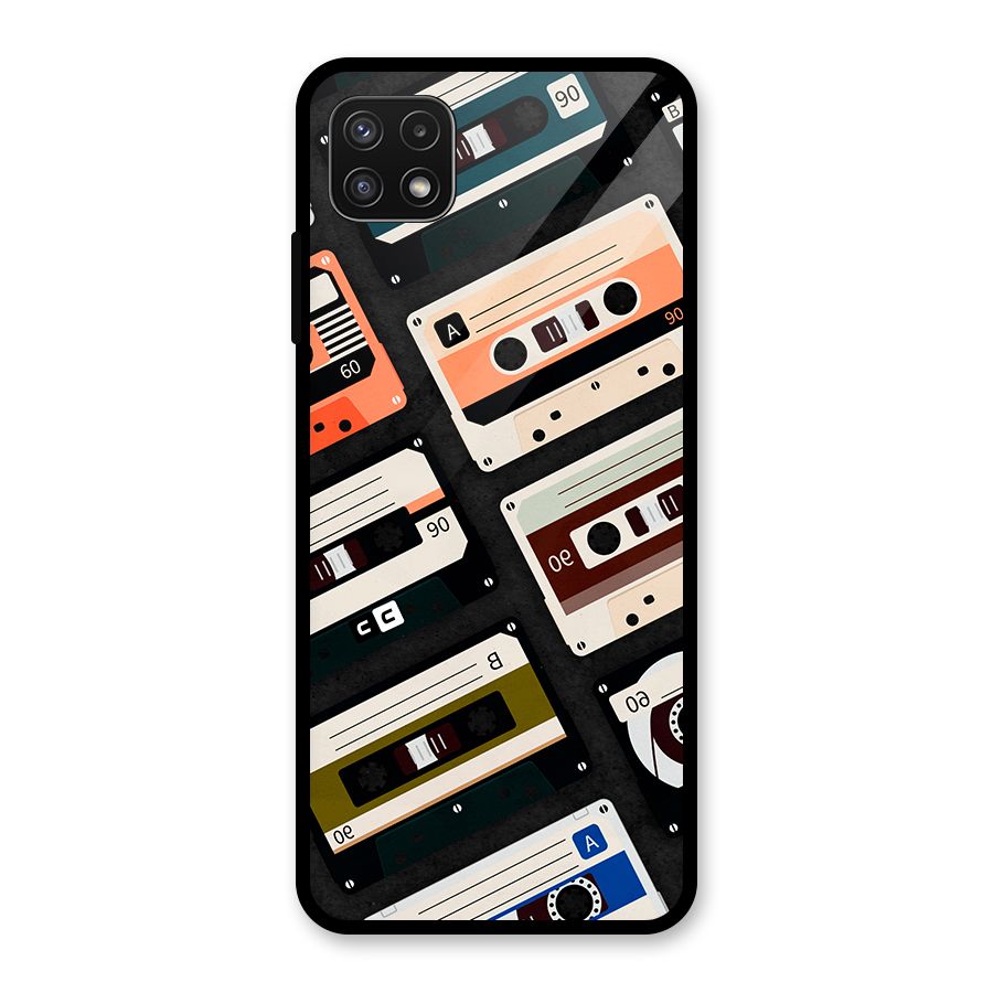 Vintage Retro Cassettes Glass Back Case for Galaxy A22 5G