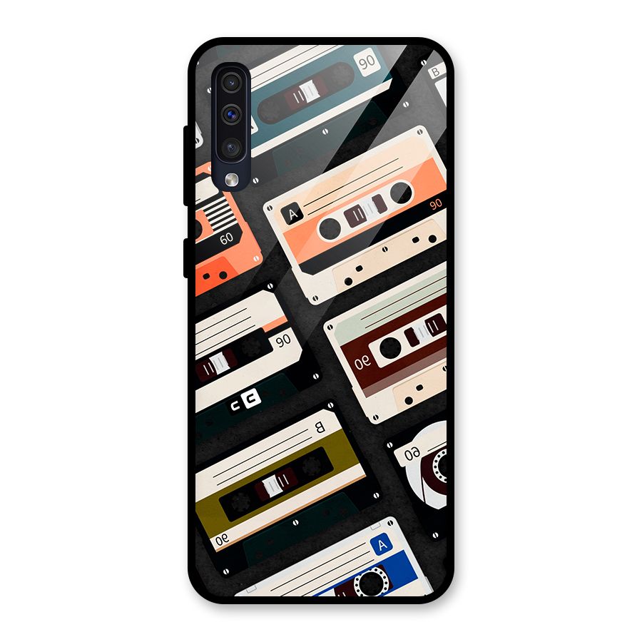 Vintage Retro Cassettes Glass Back Case for Galaxy A50