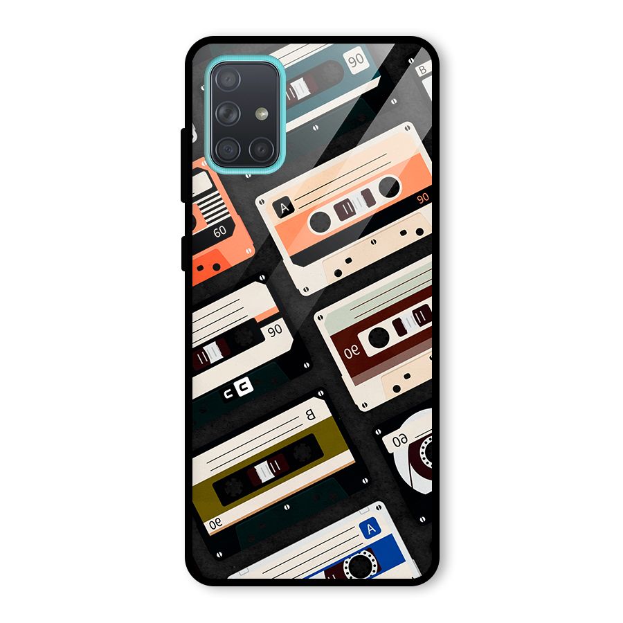 Vintage Retro Cassettes Glass Back Case for Galaxy A71