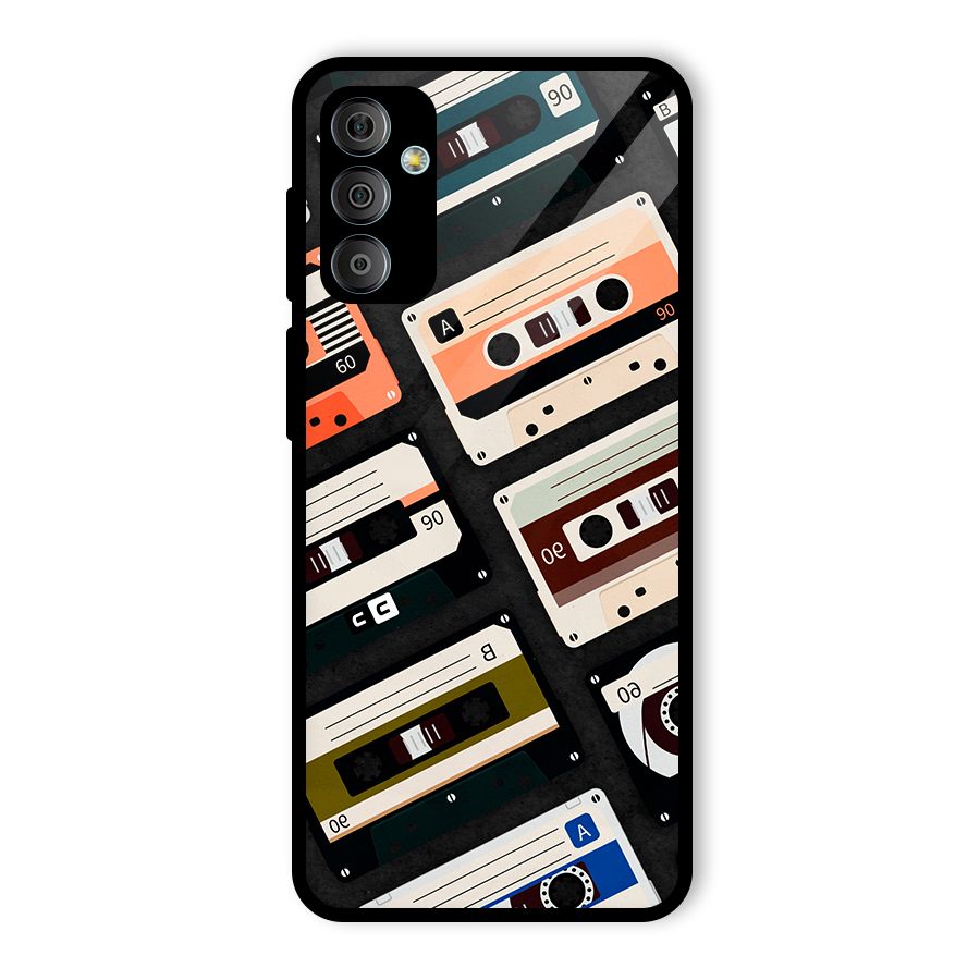 Vintage Retro Cassettes Glass Back Case for Galaxy F23
