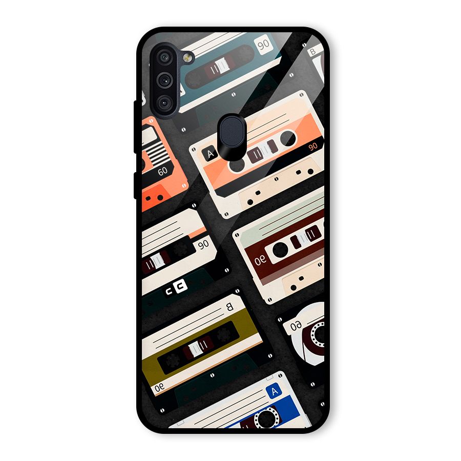 Vintage Retro Cassettes Glass Back Case for Galaxy M11
