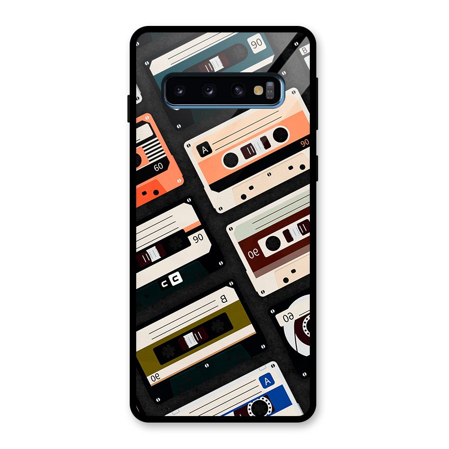 Vintage Retro Cassettes Glass Back Case for Galaxy S10