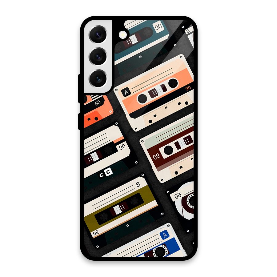 Vintage Retro Cassettes Glass Back Case for Galaxy S22 Plus 5G