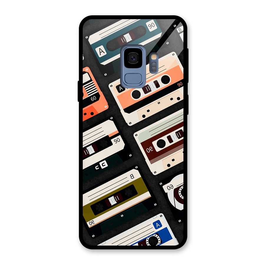 Vintage Retro Cassettes Glass Back Case for Galaxy S9