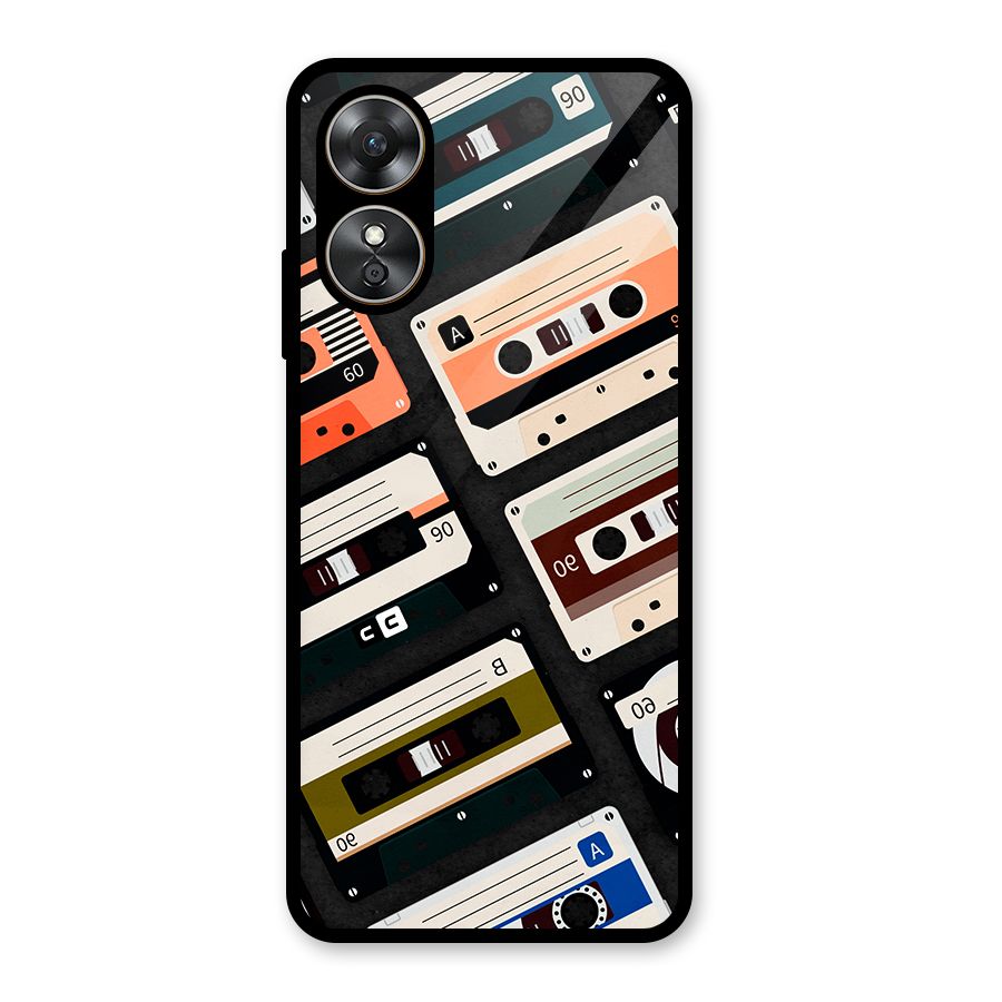 Vintage Retro Cassettes Glass Back Case for Oppo A17