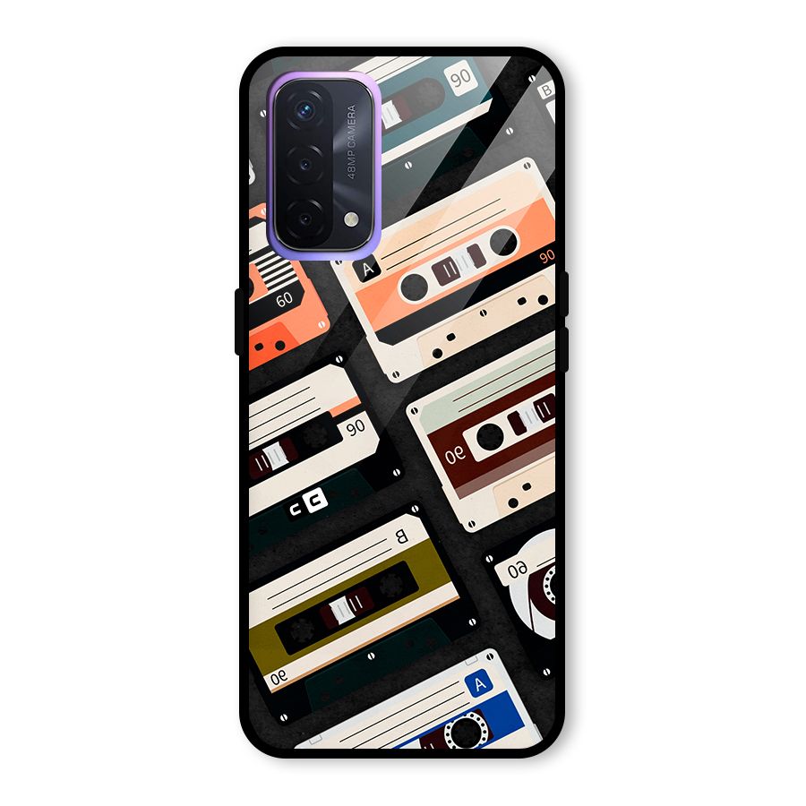 Vintage Retro Cassettes Glass Back Case for Oppo A74 5G
