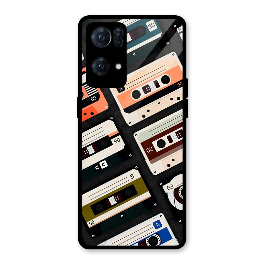 Vintage Retro Cassettes Glass Back Case for Oppo Reno7 Pro 5G