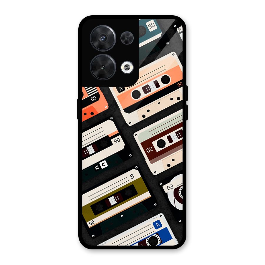 Vintage Retro Cassettes Glass Back Case for Oppo Reno8 5G