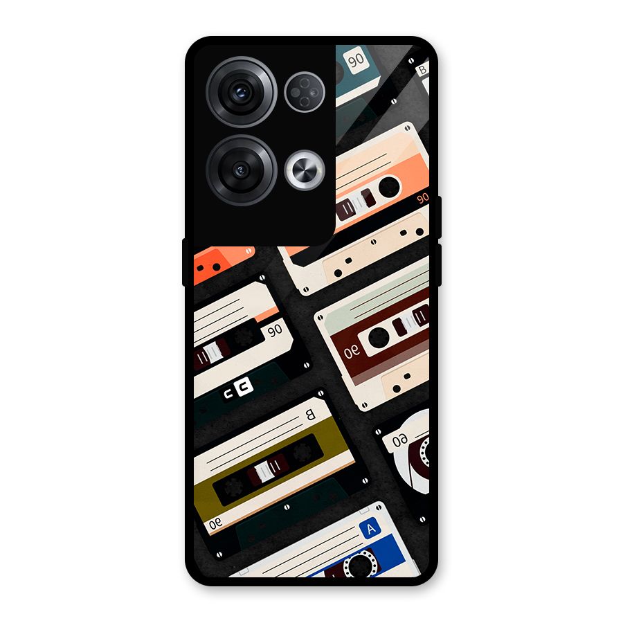 Vintage Retro Cassettes Glass Back Case for Oppo Reno8 Pro 5G