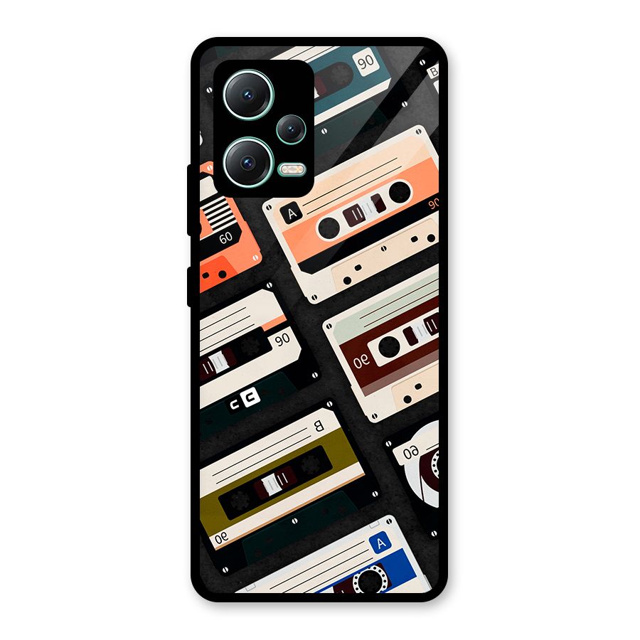 Vintage Retro Cassettes Glass Back Case for Redmi Note 12 5G